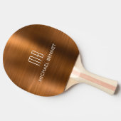 Stijlvolle Copper Metallic Monogram Naam Tafeltennisbatje (Zijkant)