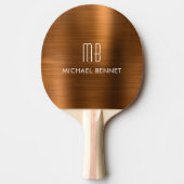 Stijlvolle Copper Metallic Monogram Naam Tafeltennisbatje (Voorkant)