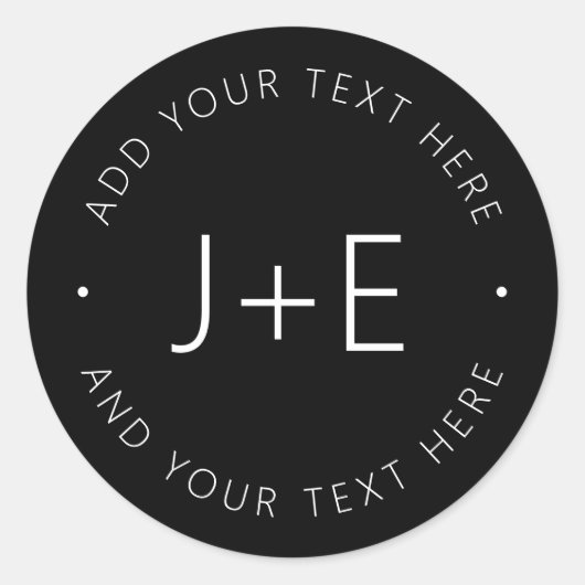 Stijlvolle coupesmonogram bewerkbare tekst ronde sticker (Voorkant)