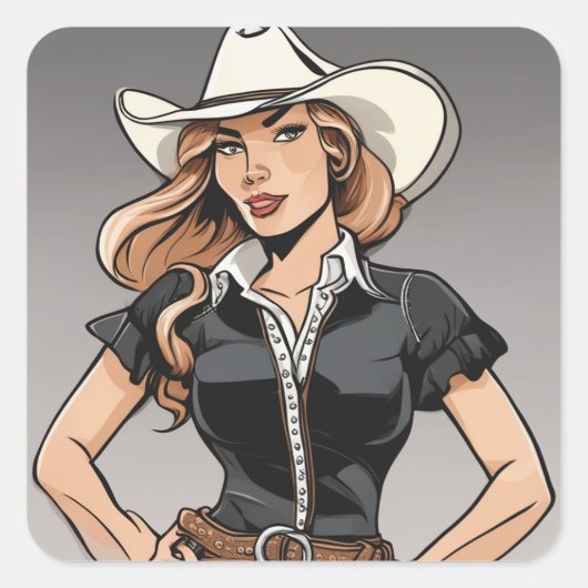 Stijlvolle Cowgirl LBD Sticker (Voorkant)