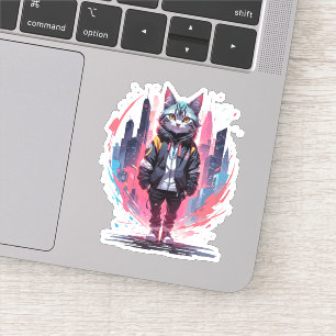 Stijlvolle Cute Kat Ontwerp Sticker