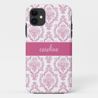 Stijlvolle Damask iPhone cases (roze)