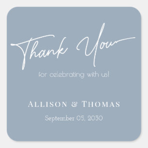 Stijlvolle dankbaarheid: persoonlijke bruiloft bed vierkante sticker