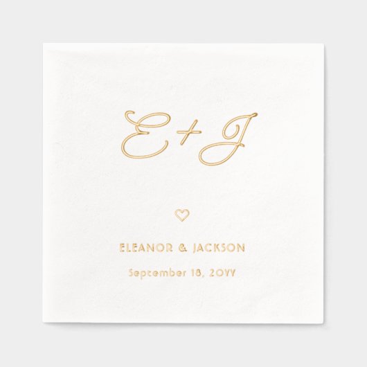 Stijlvolle Deco Typografie Script Monogram Huwelij Folie Servetten (Voorkant)