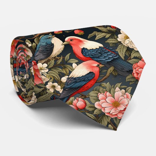 Stijlvolle decoratieve Vogels & Bloemenpatronen Stropdas (Opgerold)