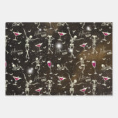 Stijlvolle Deep Dark Sparkling Sky Dancing Skelett Inpakpapier Vel (Voorkant 3)
