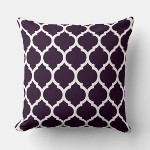 Stijlvolle Deep Plum Paars Moroccan Quatrefoil Kussen