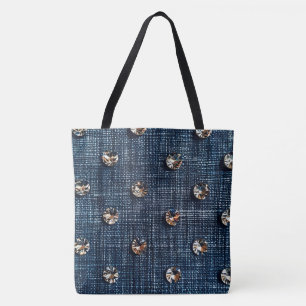 Stijlvolle Denim en Diamond Groot Tas