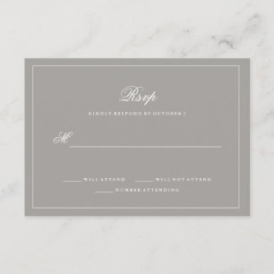 Stijlvolle diepe grijze bruiloft RSVP Kaartje