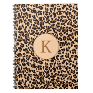 Stijlvolle dierlijke print monogram notitieboek