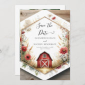 Stijlvolle Digitale Barnyard Wedding Save The Date (Voorkant / Achterkant)