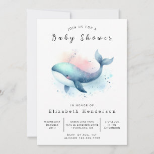 Stijlvolle digitale walvis baby shower kaart