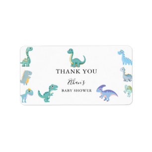 Stijlvolle Dinosaur Baby Shower Wit Etiket