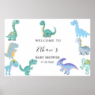 Stijlvolle Dinosaur Baby Shower Wit Poster