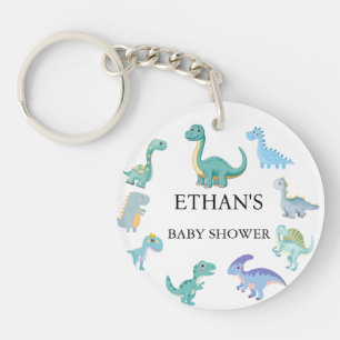 Stijlvolle Dinosaur Baby Shower Wit Sleutelhanger
