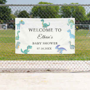 Stijlvolle Dinosaur Baby Shower Wit Spandoek