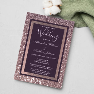 Stijlvolle donkere lavendel paarse glitter bruilof kaart