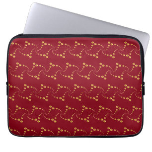 Stijlvolle draaiende gouden stippen op bordeauxroo laptop sleeve