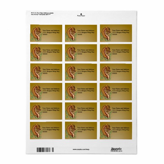 Stijlvolle draak etiket (Full Sheet)