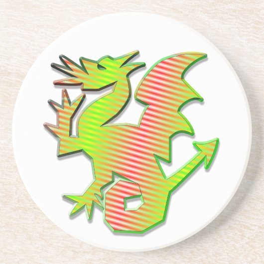 Stijlvolle draak zandsteen onderzetter (Voorkant)