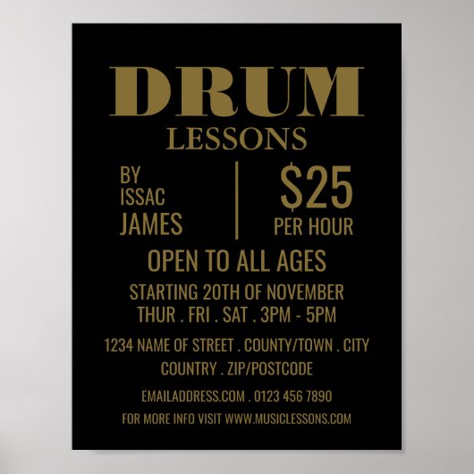 Stijlvolle drumlessen Adverteren Poster (Voorkant)