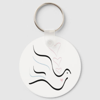 Stijlvolle duif in pasteelkleuren sleutelhanger