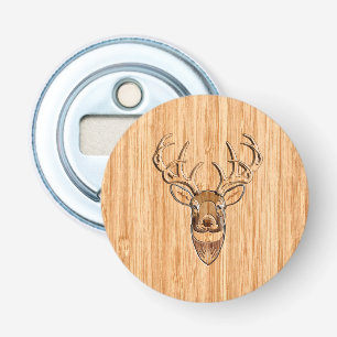 Stijlvolle, dunne, lichte houten korrels afdrukken button flesopener