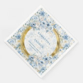 Stijlvolle Dusty Blue Gold Sparkle Wedding Servet (Hoek)