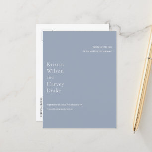 Stijlvolle Dusty Blue Modern Wedding Save the Date Aankondigingskaart