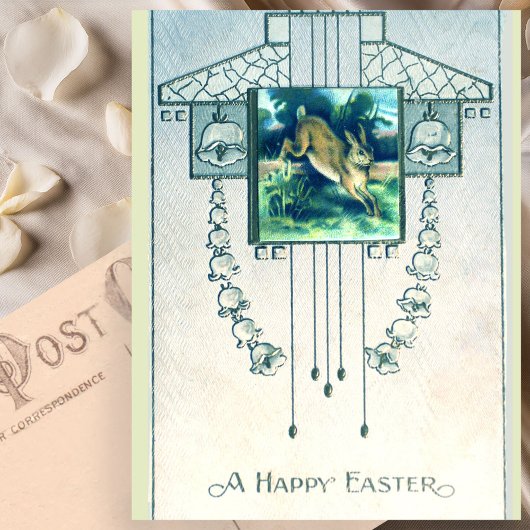 Stijlvolle  Easter Bunny Art Deco Briefkaart