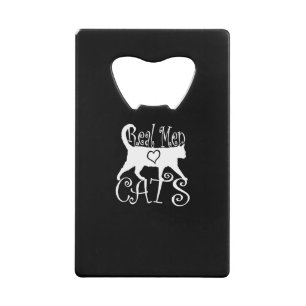 Stijlvolle echte Mannen liefdeskatten op een zwart Kredietkaart Flessenopener