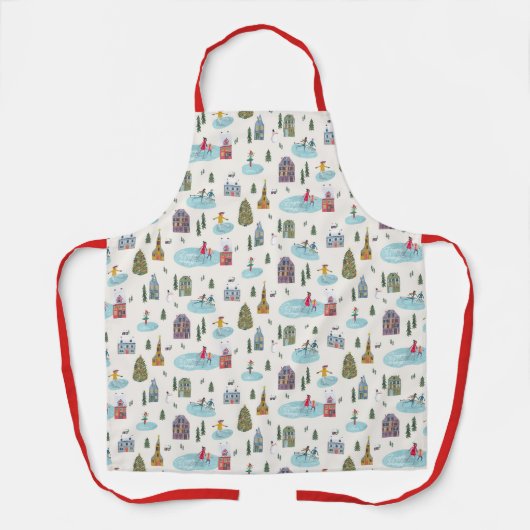 Stijlvolle ecru Alpiene kerstfeestdag Schort (Voorkant)