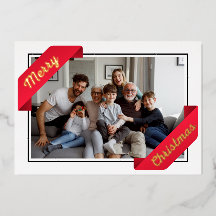 Stijlvolle één foto rode banner vrolijke kerst fol