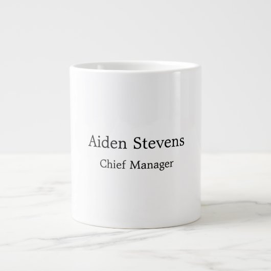 Stijlvolle eenvoudige effen zwart-wit minimalistis extra grote beker (Voorkant)