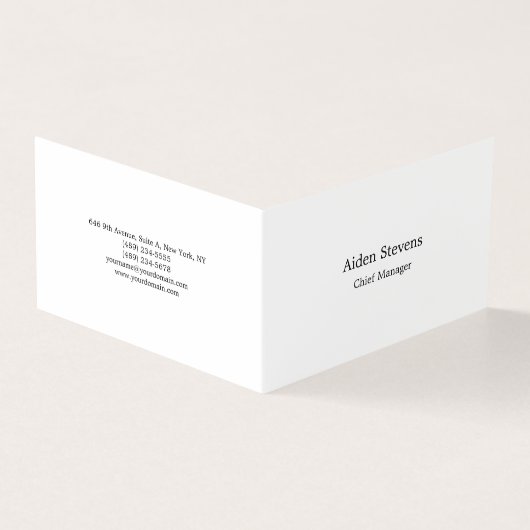 Stijlvolle eenvoudige effen zwart-wit minimalistis visitekaartjes (Buitenkant)