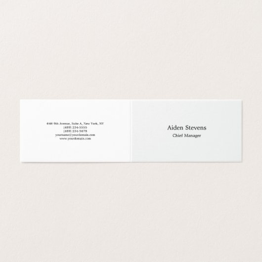 Stijlvolle eenvoudige effen zwart-wit minimalistis visitekaartjes (Buitenkant ongevouwen)