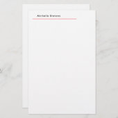 Stijlvolle Eenvoudige Effen Zwarte & Witte Rode Mi Briefpapier (Voorkant / Achterkant)
