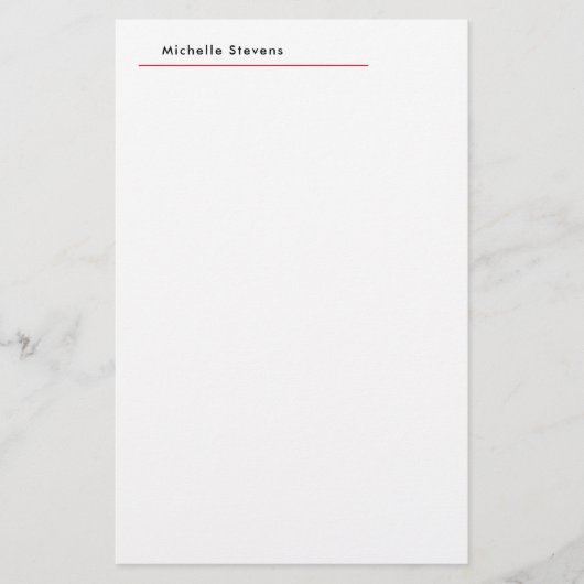Stijlvolle Eenvoudige Effen Zwarte & Witte Rode Mi Briefpapier (Voorkant)