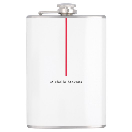 Stijlvolle Eenvoudige Plain Zwart & Wit Rood Minim Heupfles (Voorkant)