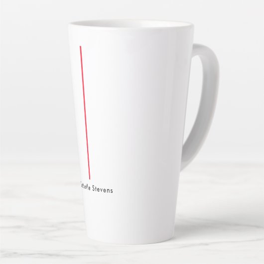 Stijlvolle Eenvoudige Plain Zwart & Wit Rood Minim Latte Mok (Rechterhoek)