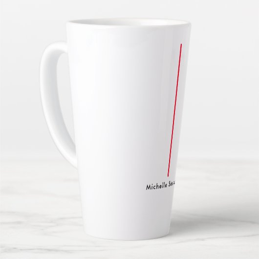 Stijlvolle Eenvoudige Plain Zwart & Wit Rood Minim Latte Mok (Linkerhoek)