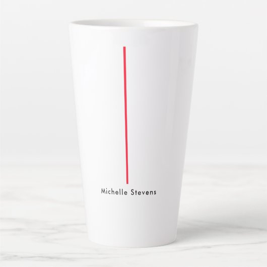 Stijlvolle Eenvoudige Plain Zwart & Wit Rood Minim Latte Mok (Voorkant)