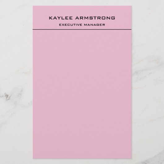 Stijlvolle Eenvoudige Professionele Lichtroze Briefpapier (Voorkant)