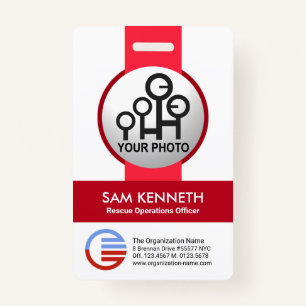 Stijlvolle Eenvoudige Rode Stripes Fotosjabloon ID Badge