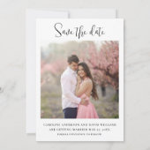 Stijlvolle Eenvoudige Roze Bloemen Foto Dubbelzijd Save The Date (Achterkant)
