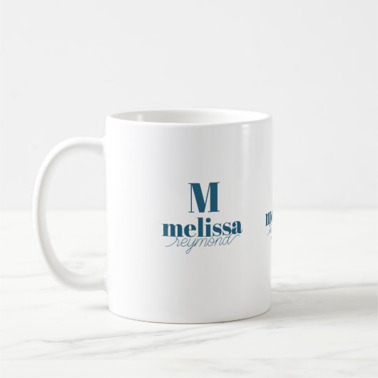 Stijlvolle Elegant Blue Monogram Coffee Mok (Links)