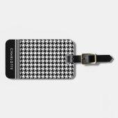 Stijlvolle Elegant Houndstooth Zwart Wit Bagagelabel (Voorkant horizontaal)