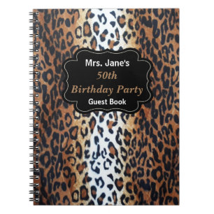 Stijlvolle Elegant Leopard Print 50th Birthday Gue Notitieboek