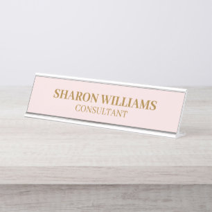 Stijlvolle Elegant Professioneel Blush Roze Minima Bureau Naambordje