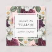 Stijlvolle elegante bloemenrustieke Boho Vierkante Visitekaartje (Voorkant)